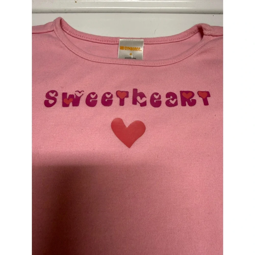 Gymboree Outlet Sweetheart Pink Heart Valentine Graphic Tee Girls Size 4